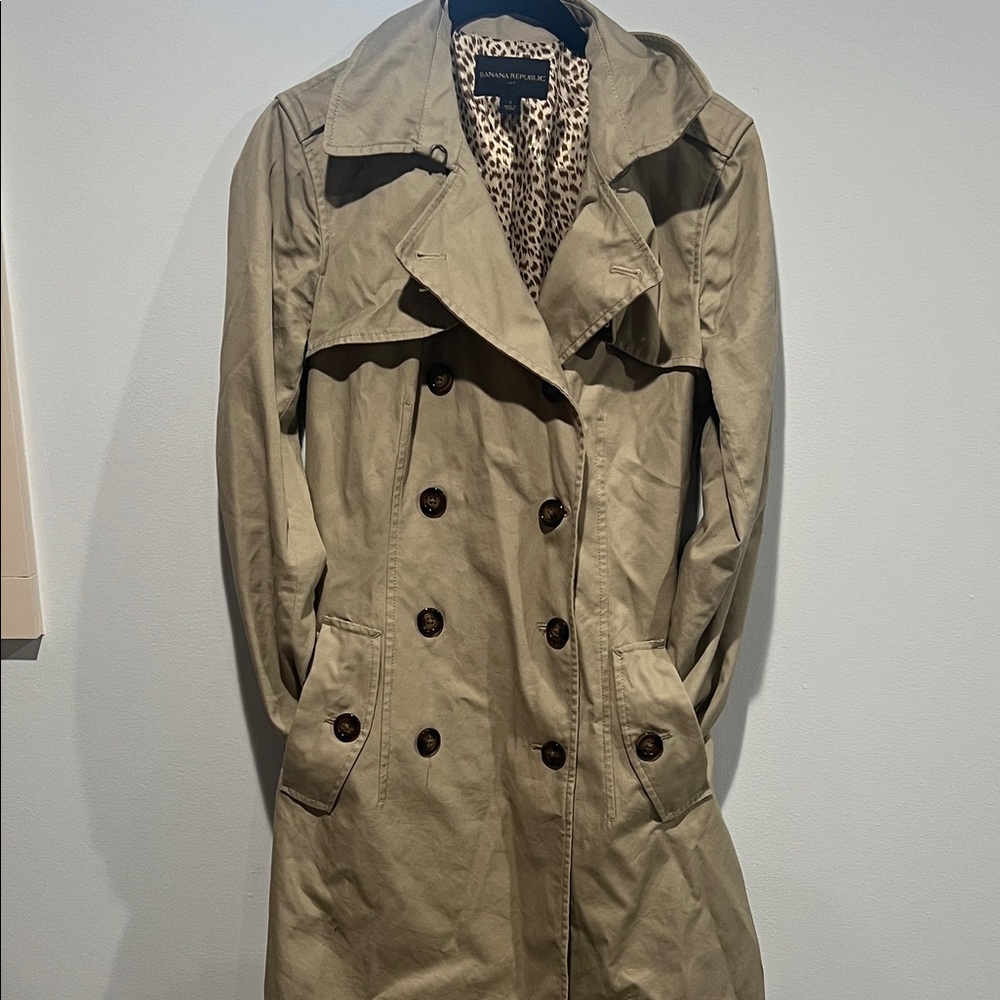 Banana Republic Tan Double-Breasted Trench Coat 🧥 Size Small Belted - Picture 10 of 16